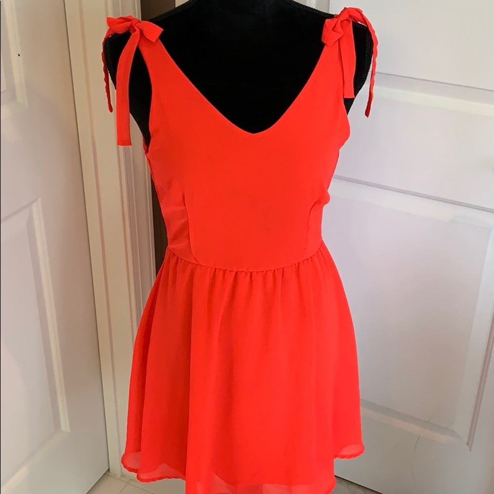 Bright pink sheer overlay with ties